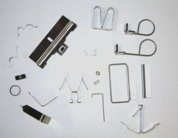 A selection of springs, clips and brackets